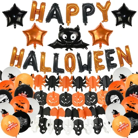 

Halloween Day Party Decorations Balloon Garland Arch Kit Helium Balloons foil Set Halloween Ornament Props for Halloween