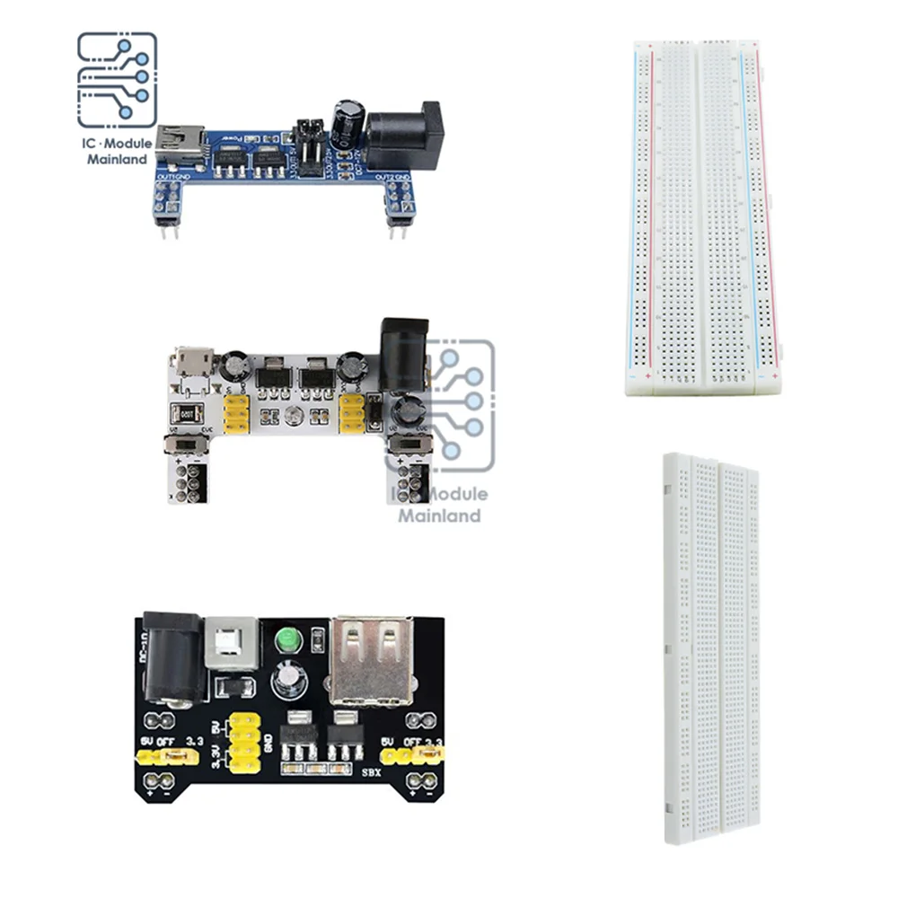 

MB102 Breadboard Power Module+MB-102 830 Points Solderless Test Develop Dupont line DIY for Arduino 20CM +40PIN Jumper Wires