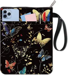 Elegant Black Butterfly Washable Fabric Book Cover with Zipper (AECH011 - 01779)