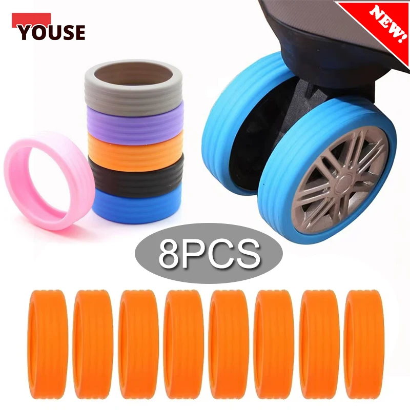 TPR Wheels Protector Suitable for Two-wheeled Luggage Caster Sleeve Suitcase Accessories Anti Slip Wear-resistant Silent 8 Pcs