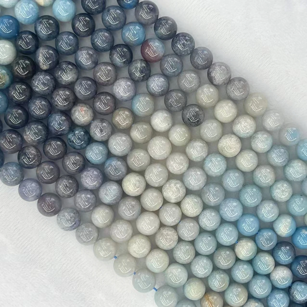 8/10MM High Quality Natural Trolleite Round Bead Noble Blue- White Gradient Montebrasite Stone Gem For DIY Making Charm Jewelry