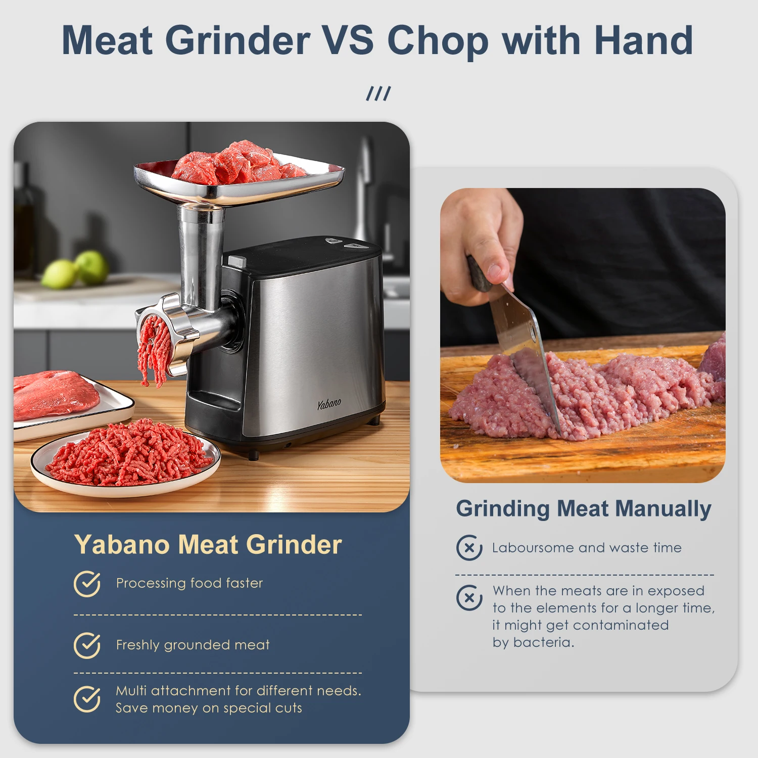 Electric Meat Grinder, Heavy Duty Meat Mincer, Sausage Stuffer Maker, Food Grinder with Sausage & Kubbe Kit, 2 Grinder Plates 4