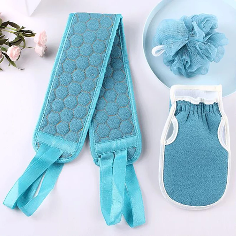 

3Pcs/Set Rubbing Back Strip Washcloth Exfoliating Gloves Bath Body Brush Bath Ball Shower Back Scrubber For Home Bathroom
