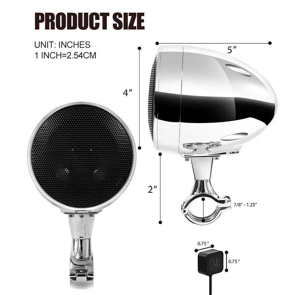 Motorcycle Speaker Bluetooth 4 Inch Audio Clear Speaker Lossless Sound Quality Playback MP3 Music Accessories Waterproof A Pair