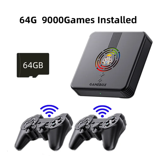 Retro Video Game Box X9 2.4G Wireless 4K HD Output 1920*1200 S905 Over 60 Simulators Gaming Box 3D PS1 PSP for Kids Gift