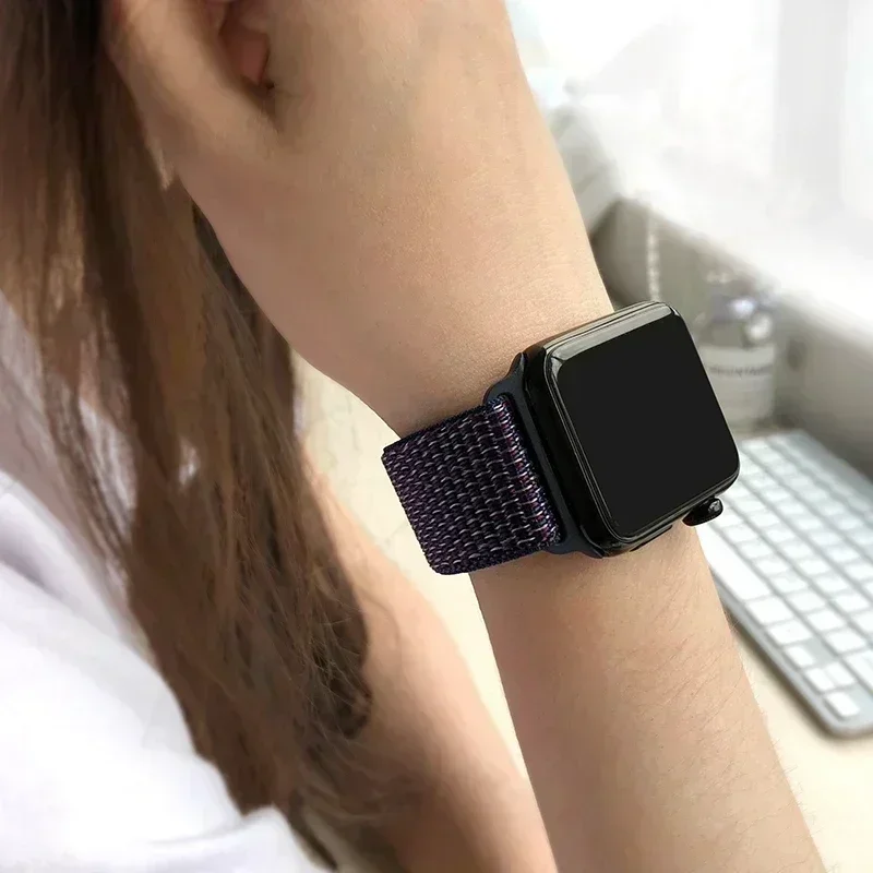 Apple Watch 밴드 용 나일론 스포츠 루프 스트랩 44mm 42/40mm 45mm 38/41mm 프라이드 팔찌 iwatch Ultra2 49mm 시리즈 9 8 se 7 6 5 4 3