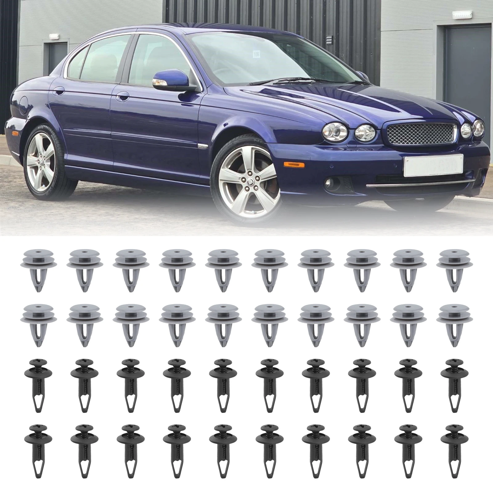 Clips Seuil Latéral Pour Jaguar X-Type - Lot De 40 Clips ABS De Rechange