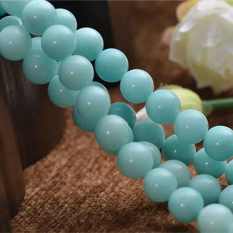 Joanlyn Grade A Natural Sky Blue Jade Beads Amazonite Color Jade Beads