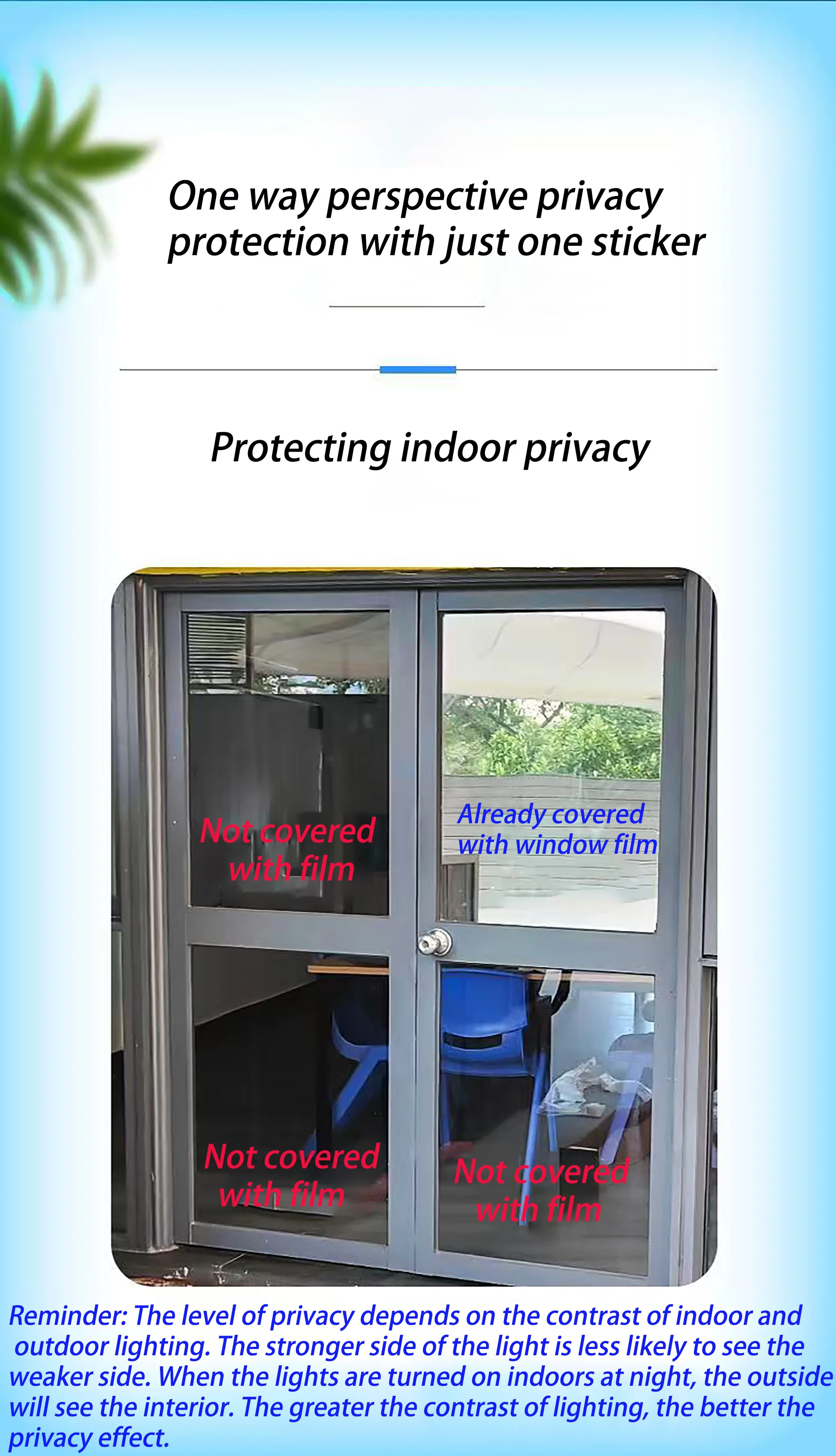 Large size one-way mirror window film anti peeping, sun protection, UV protection glass sticker self-adhesive window film - Image 4