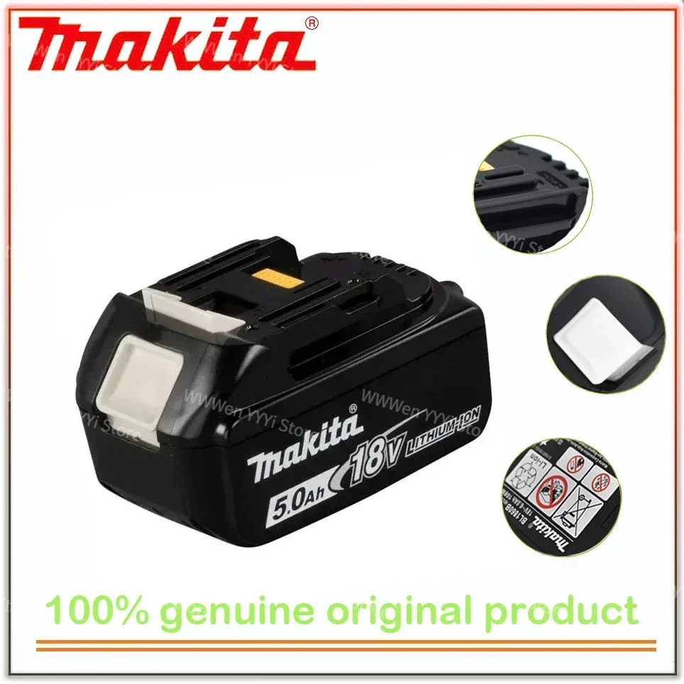 

5.0Ah Original Makita Rechargeable 18V Li-Ion Battery For BL1830 BL1815 BL1860 BL1840 194205-3 Replacement Power Tools Battery