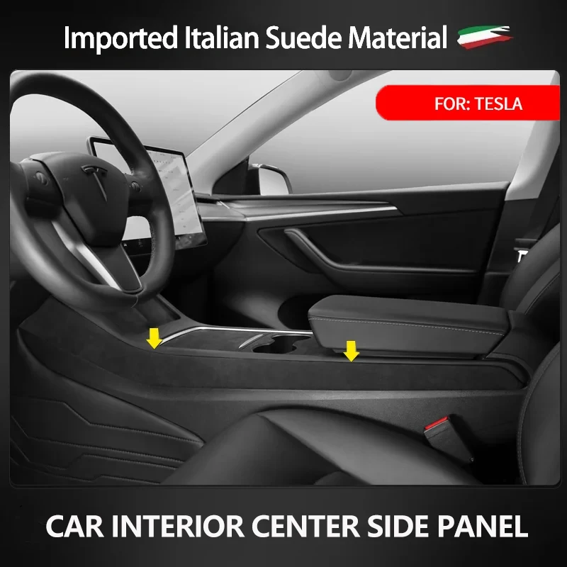 

Для Tesla Model Y Model 3, Италия, супер замшевая Автомобильная центральная консоль, боковая панель, наклейка, крышка сиденья, боковая панель, украшение, литье