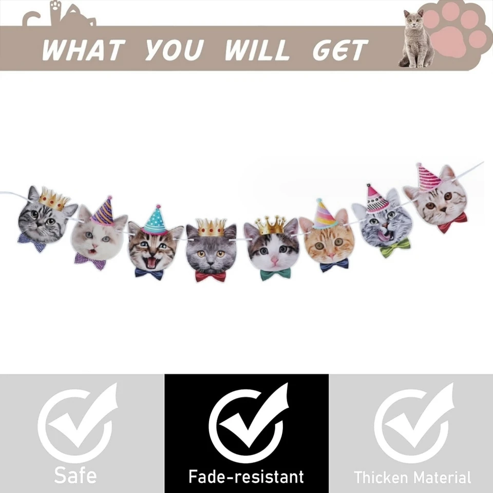 40 Piatti Di Compleanno A Forma Di Gatto – Decorazioni Per Feste A Tema Animali, 4 Colori, Diametro 23 Cm, In Carta Resistente