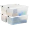 Latches - 4 Pack - BPA-Free, See-Through Organizing Solution, Durable Nestable Stackable Containers, Secure Pull Handle - Clear 1