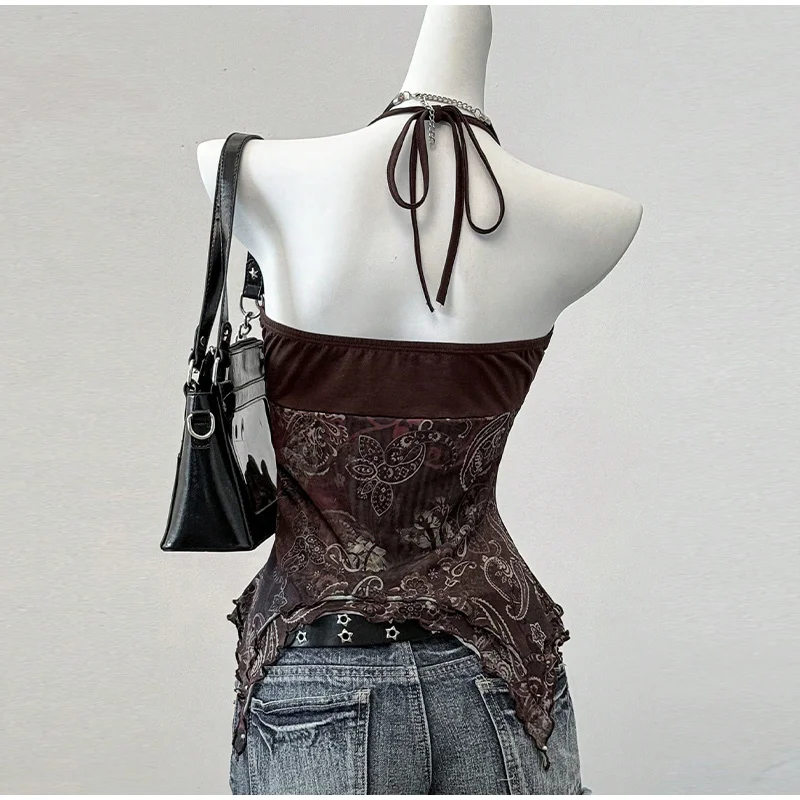 Pink Spicy Girl Sleeveless Mesh Splice Slim Fit Top - Elegant Commute Style