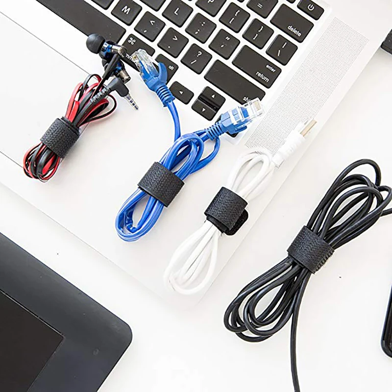 2cm * 20cm Nylon Reverse Buckle Hook Loop Fastener Cable Ties Velcroing Strap Sticky Line Finishing 10 Pcs/lot