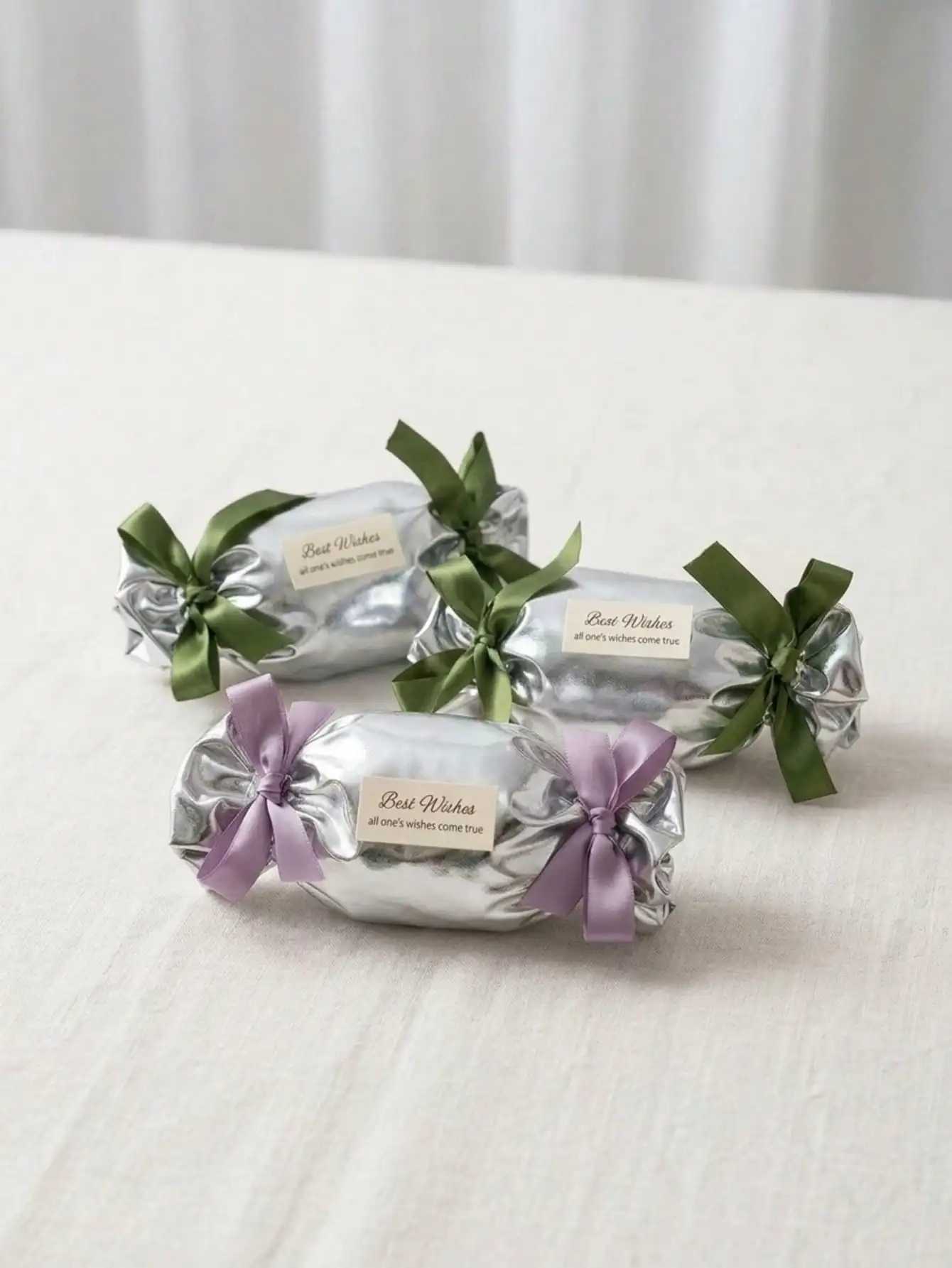 1pc Shiny Silver Candy Bag | Elegant Wedding Party Favor Pouch | Gift Wrapping With Bows | Creative Sweet & Chocolate Bag For Celebrations 2
