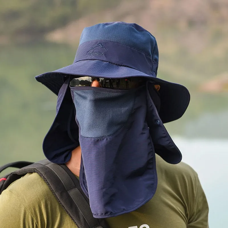 Summer Sun Hats UV Protection Outdoor Hunting Fishing Cap for Men Women Hiking Camping Visor Bucket Hat Neck Flap Fisherman Hat 6