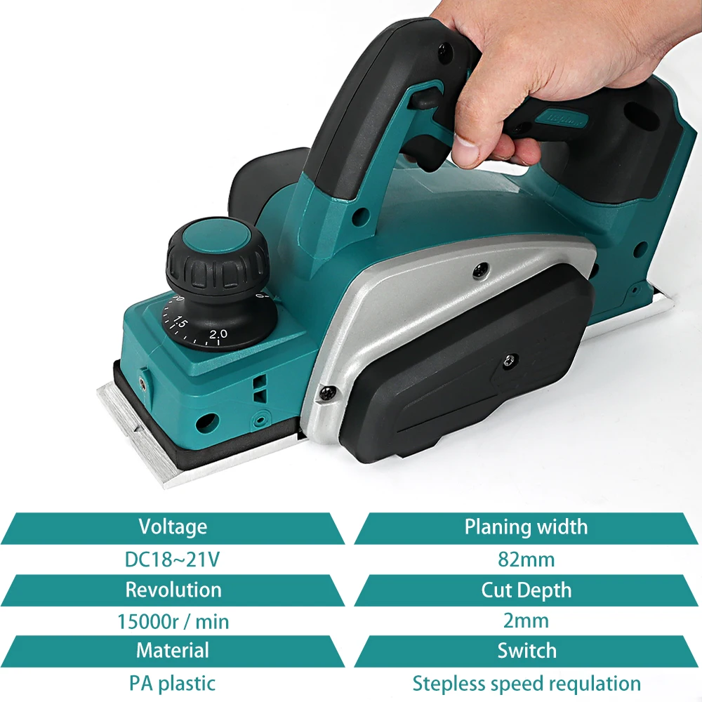 Cordless Rechargeable Electric Hand Planer Handheld Home DIY Wood Cutting Tool Woodworking Power Planer For Makita 18V Battery 6