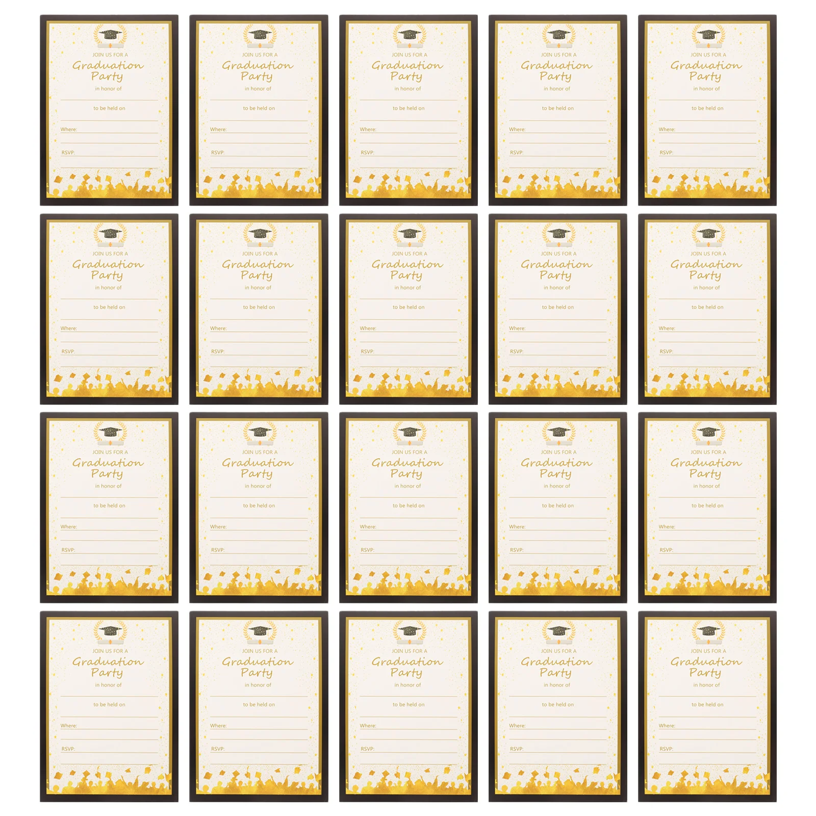

20 Pcs Graduation Invitation Invitations Invite for Party Inviting Cards Celebration Dinner