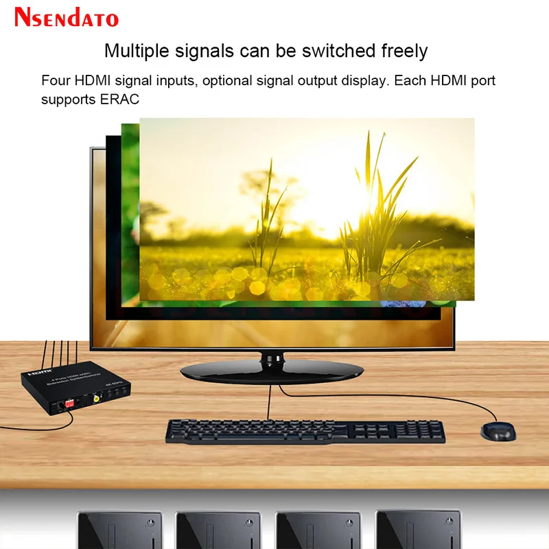 2 4 Port Bi direction HDMI eARC Audio Extractor Switch 4K 60Hz HDMI Toslink SPDIF COAXIAL 5.1CH HDMI Audio Switcher Splitter