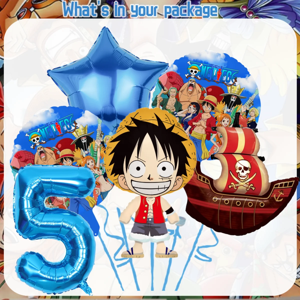 thumbnail image 3 of Decoración de fiesta de cumpleaños de One Piece, vajilla desechable de Luffy Zoro, mantel, vaso, plato, globo, suministros para fiesta de baby shower para niños, 3 of 6