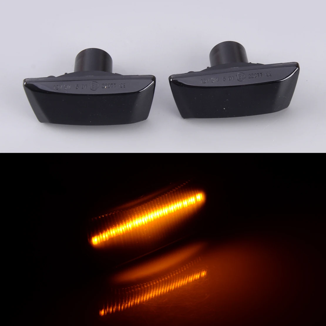 

1713423 1 Pair 12V Black Lens Dynamic LED Side Marker Light Fender Lamp Indicator Fit for Holden Cadillac Buick Opel Chevrolet