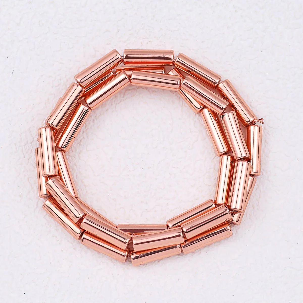 Rose Gold Plated Lava Stone Cylinder Beads