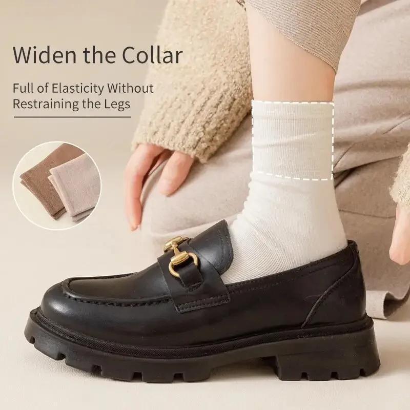 6 Pairs Set Cotton Socks Medium Tube Knitted Loose Long Soft Solid Color Crew Casual Sock Black White Breathable Spring Autumn 6