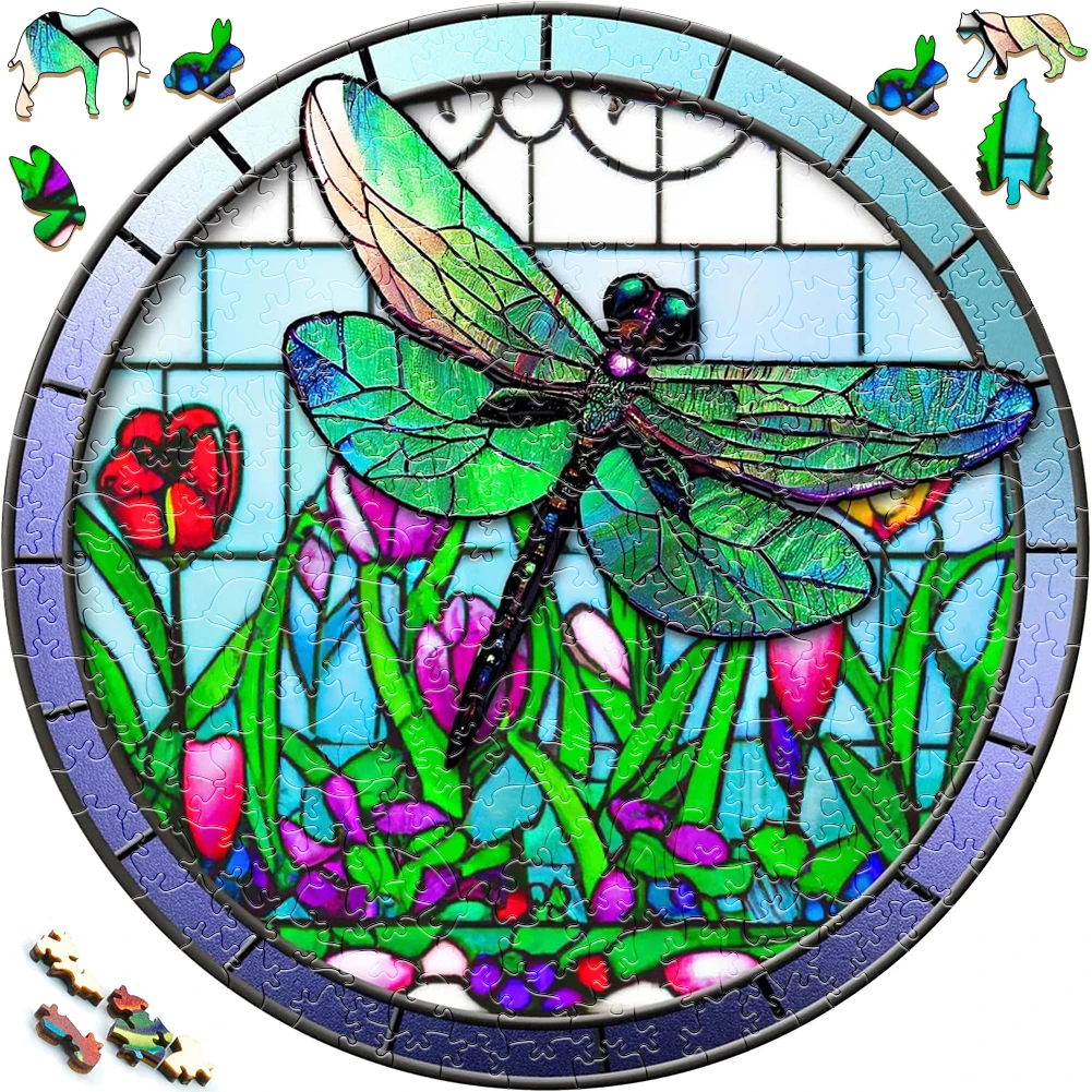 Beautifully Wooden Puzzles Dragonfly Art Decoration Irregular Shape Puzzle Board Set Decompression Puzzle Toys for Adults Family reminder board wooden calendar board family birthday board wooden family birthday reminder calendar board family calendar