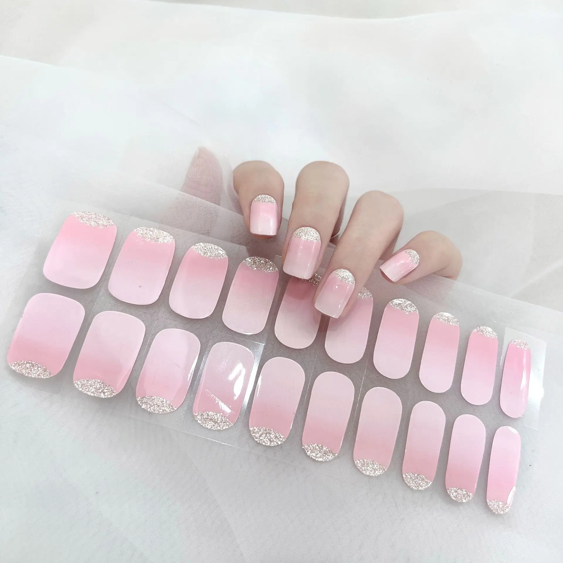 20Tips Easy DIY Peel Off Semi-Cured Gel Nail Stickers No Lamp Needed Long Lasting Shiny Finish Universal Fit for All Nail Sizes