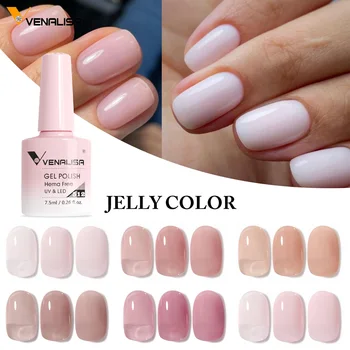 VIP5 Venalisa Nail Gel Polish Jelly Color HEMA/TPO FREE Nude Pink Semi Permanent Soak Off UVLED Gel Polish Sparkle Gel Varnish