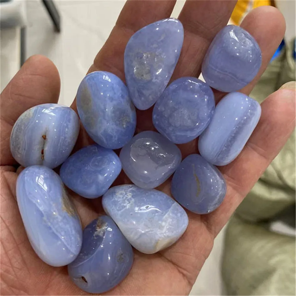 

Wholesale Natural Crystal Gemstone Blue Lace Agate Tumbled Stone Healing Stone Supplier Agate Stone For Fengshui Decoration