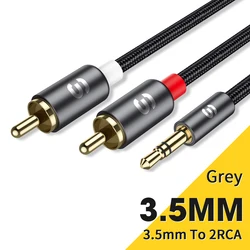 High - Quality Stereo RCA Audio Cable - Male to Female AUX Y Splitter for Amplifier and Home Theater Systems (Grey)