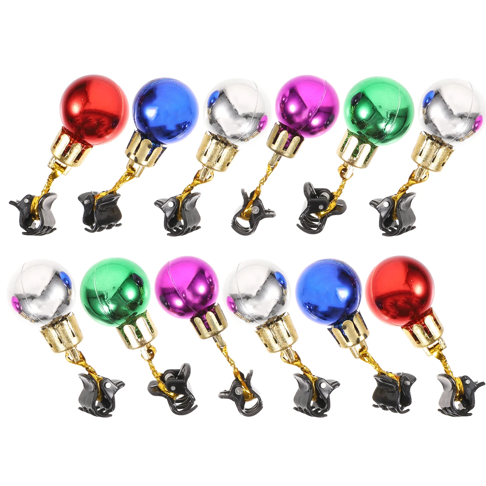 

12 Pcs Christmas Decorations Face Beard Bell Clip Hair Ornaments Facial Baubles