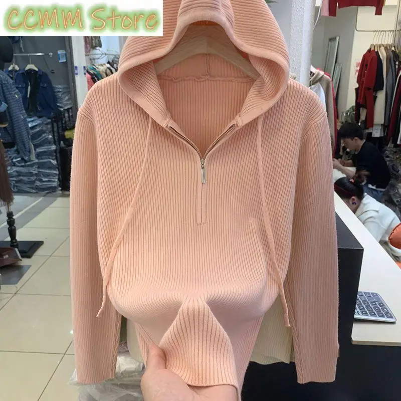 New Fashion Autumn Winter Sweater Hoodies Women Solid Drawstring Zipper Long Sleeve Loose Casual Versatile Sweatshirts