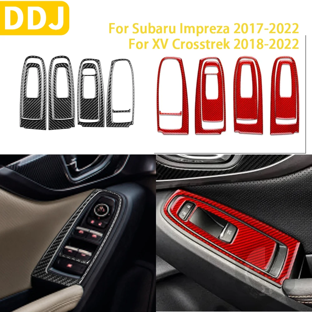 

For Subaru Impreza Crosstrek 2017-2022 Accessories Carbon Fiber Car Interior Window Control Lifting Panel Trim Sticker