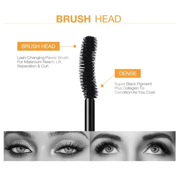 3D Mascara Lengthening Black Lash Eyelash Extension Eye Lashes Brush Beauty Makeup Long-wearing Gold Color Mascara 4