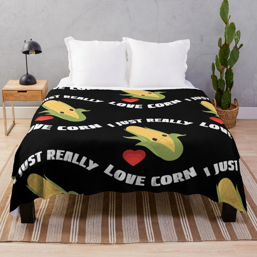 

Corn On The Cob, I Just Really Love Corn Throw Blanket Sofa Blankets Blanket For Decorative Sofa Thermal Blanket