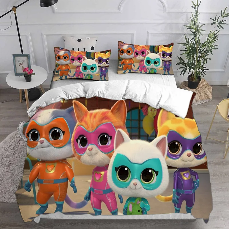 Super Kitties Bedding Sets Comforter Quilt Bed Cover Duvet Cover Pillow Case 2-3 Pieces Sets Kids Adult Size 6