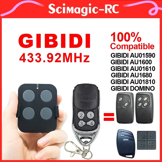 GIBIDI Garage Remote Control 100% Compatible AU01590 AU1600 AU1610 AU1680 AU1810 DOMINO 433MHz Rolling Code Gate Door Opener 1