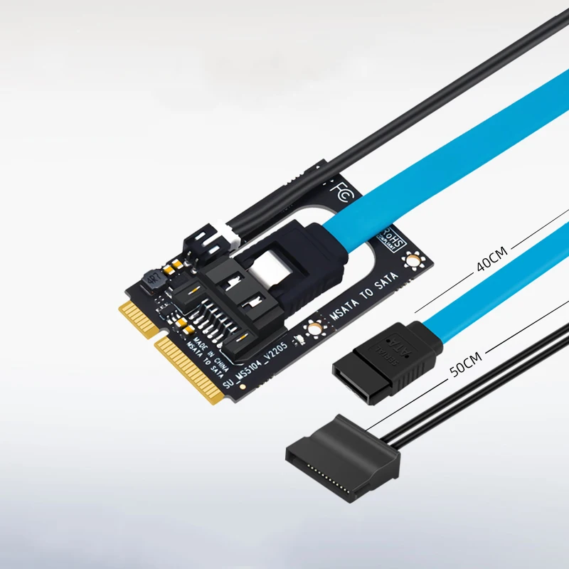 Msata para Sata Riser Board Adapter 7pin Sata 3.0 Extensão 5v Cabo de Alimentação Mini Sata para Sata Converter 2.5 Ssd Hdd - Imagem 3