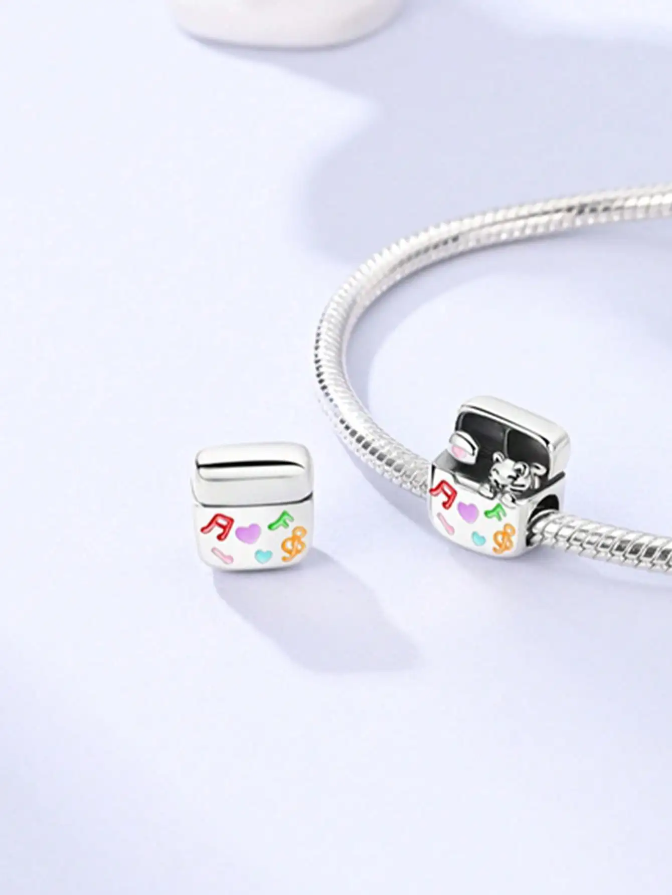 Silver Plated Music Cat Earphones Charm