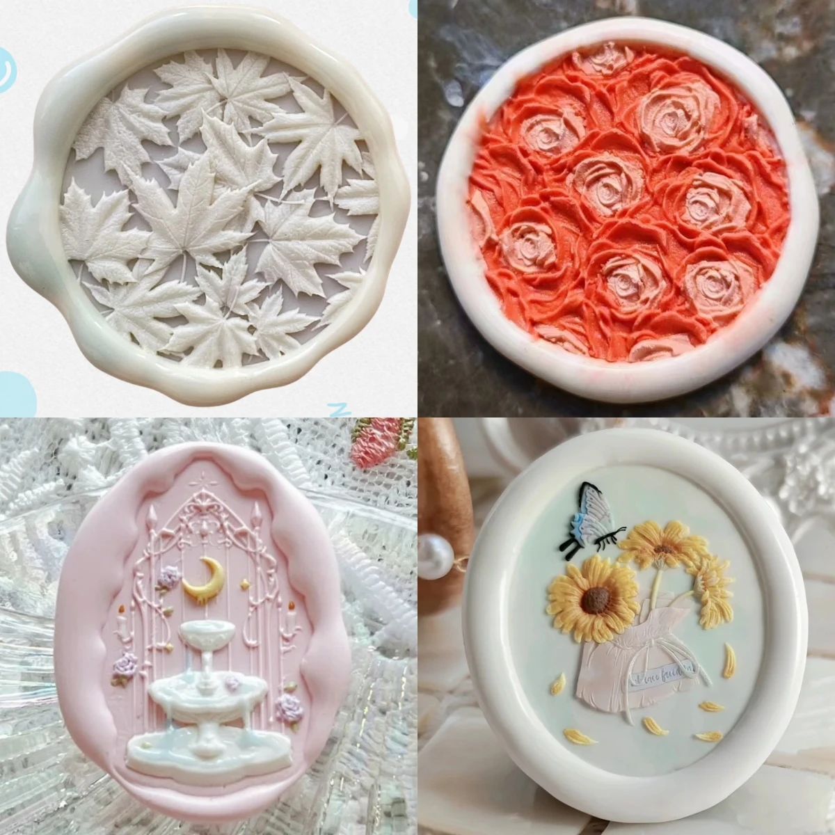 Self Ink Stamps Fire Seal Stamp Head Squeeze Rose Maple Leaf Christmas Hat Special Brass Head Embossed Stamp Toy Envelope Seal gift