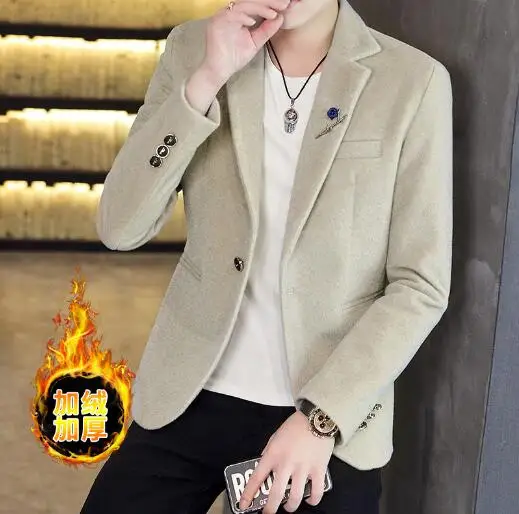 

men Slim in winter Thickened plush trend for men Casual suit coat