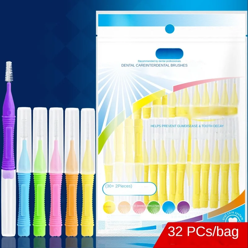 

32 pcs/bag Tooth Brush Flossing Head Oral Hygiene Dental Flosser Interdental Brush Toothpick Healthy For Teeth Head Tooth Pick