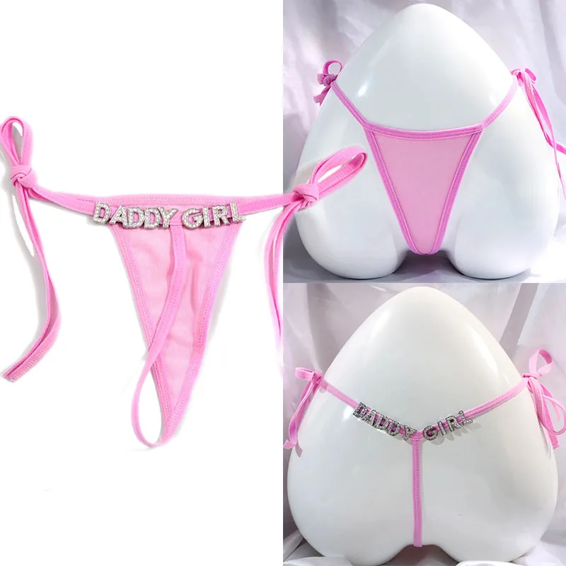 Custom Crystal A-Z Letter Bikini Thongs For Women Sexy String T-back Panties Waist Chain DIY Name Body Jewelry Christmas Gift