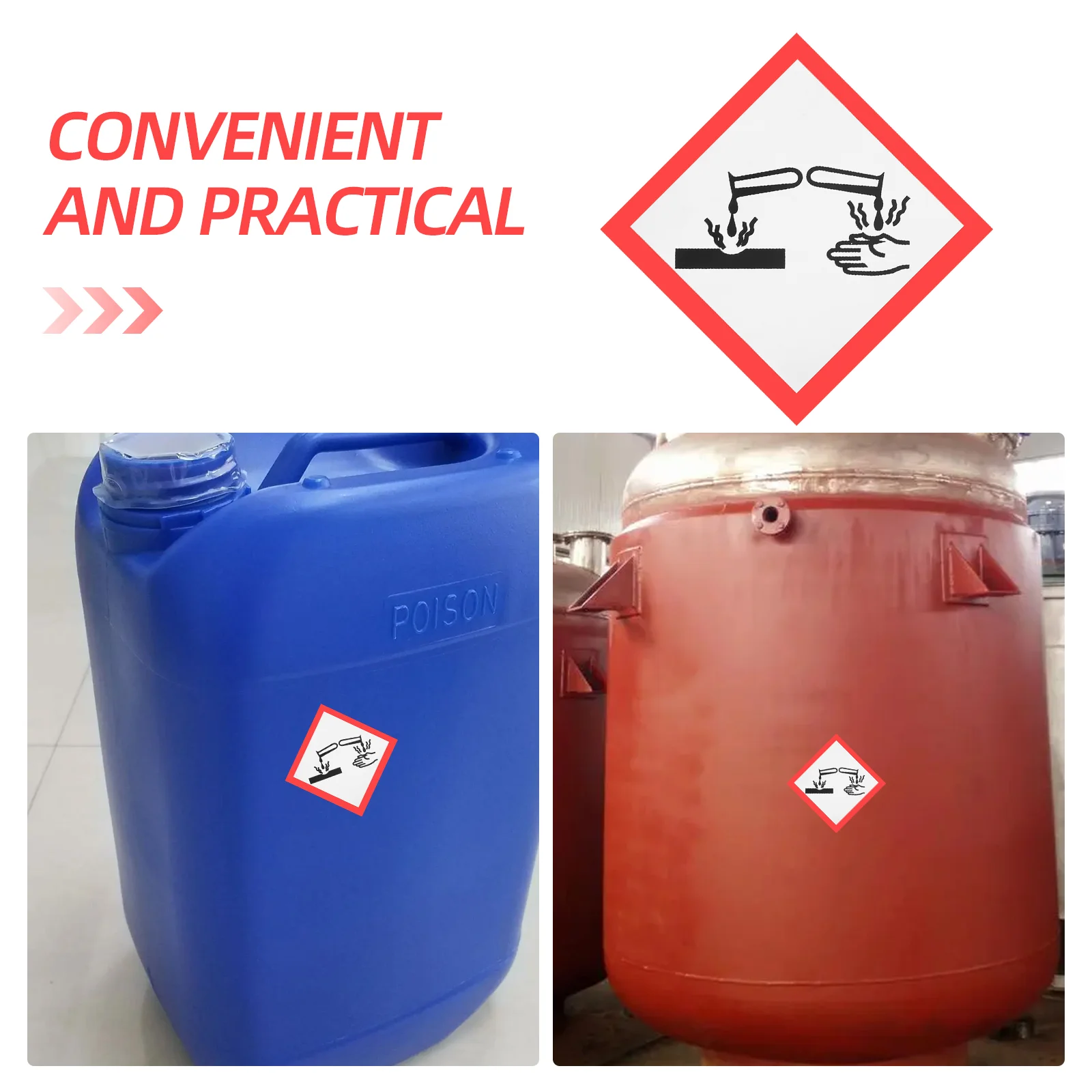 Pvc Corrosive Labels Adhesive Vinyl Safety Signs Warning Stickers Chemical Placards Hazmat Markers Self Pictogram Decals Danger