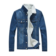 

Men Denim Jackets Winter Fleece Jeans Coats High Quality Male Wool Liner Thicker Warm Casual Coats Solid Classic Denim Jackets