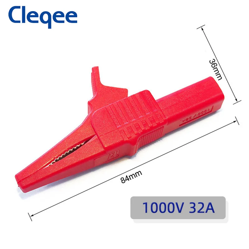 Cleqee P2003 10PCS Heavy Duty Alligator Clips 4mm Banana Socket Insulated Crocodile Clamp Multimeter Test Clip 1000V 32A alligator clips electric test clamp test clip electrical clamp