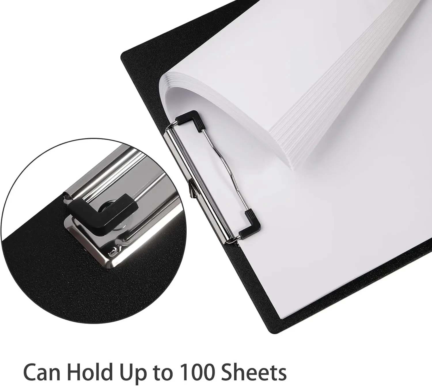 Sleek Black A4 Clipboards - Pack of 10, Durable Plastic with Metal Clip and Hanging Hole for Versatile Use in Office and Home